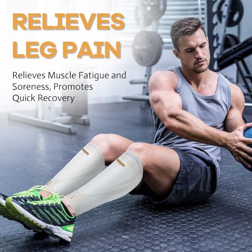 Image of Copper Calf Compression Sleeves for Men Women, Shin Splint Relief, Grip