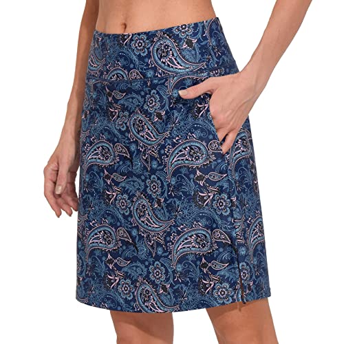 Image of M MOTEEPI Modest Knee Length Skorts Skirts for Women Tennis Athletic Golf Skort with Pockets UV Protection High Waist