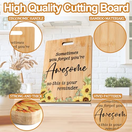 Conjunto de 6 tablas de cortar de bambú con diseño de girasol y mensajes inspiradores 'Thank You' para mujeres, empleados, compañeros de trabajo y amigos miniatura 3