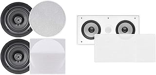 Pyle 8.0” Ceiling Wall Mount Speakers - Pair of 2-Way Full Range Sound Stereo Speaker & 250 Watts Peak - PDIC35 & PDIWCS56 in-Wall/in-Ceiling Dual 5.25-Inch Center Channel Sound System, White