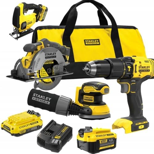 Stanley SFMCK412MDS-QW 4’lü 18V STANLEY® FATMAX® V20 Akülü Set – 1 x 2.0Ah + 1 x 4.0Ah Akü, Şarj Cihazı ve Taşıma Çantasıyla
