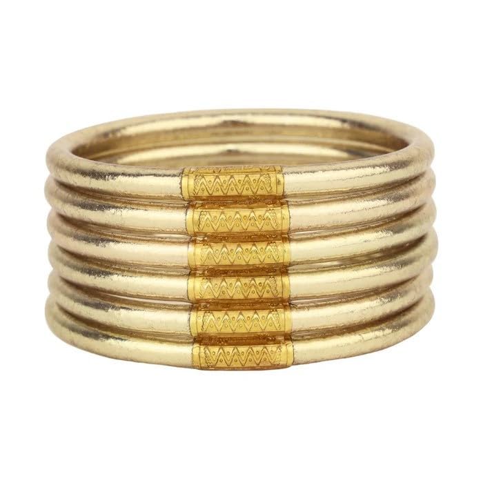BuDhaGirl Etoile All Weather Bangles (AWB) - Serenity Prayer (Soft Gold Medium: 7.5 Inches)