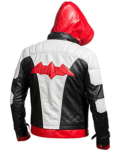 Jason Todd Arkham Knight Red Hood Cosplay Superhero White Leather Motorcyle Jacket