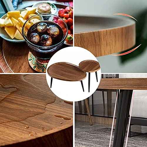 Zhanyun Nesting Coffee Table Simple Home Decor Modern Round Oval Coffee 2 Piece Of Nordic Light Luxury Living Room Coffee Table Home Combination Small Table Hotel Creative Sofa Side (Walnut Color) #TOP5