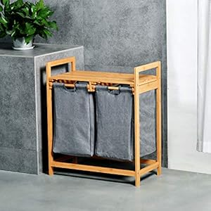 Toilettree products bamboo hamper with dual compartments laundry sorter for bathrooms and laundry rooms dual hamper to sort darks and whites bamboo laundry hamper  urban country home decor