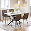 Marble Effect Dining Table + 4 Pu Brown Chairs