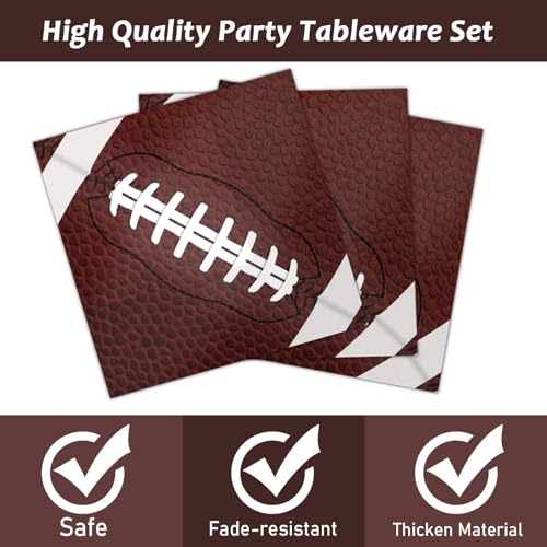 Image of 96 Pcs Football Party Supplies Bundle Paper Plates Napkins Football Sports Party Birthday Decorations Favors For Serves 24