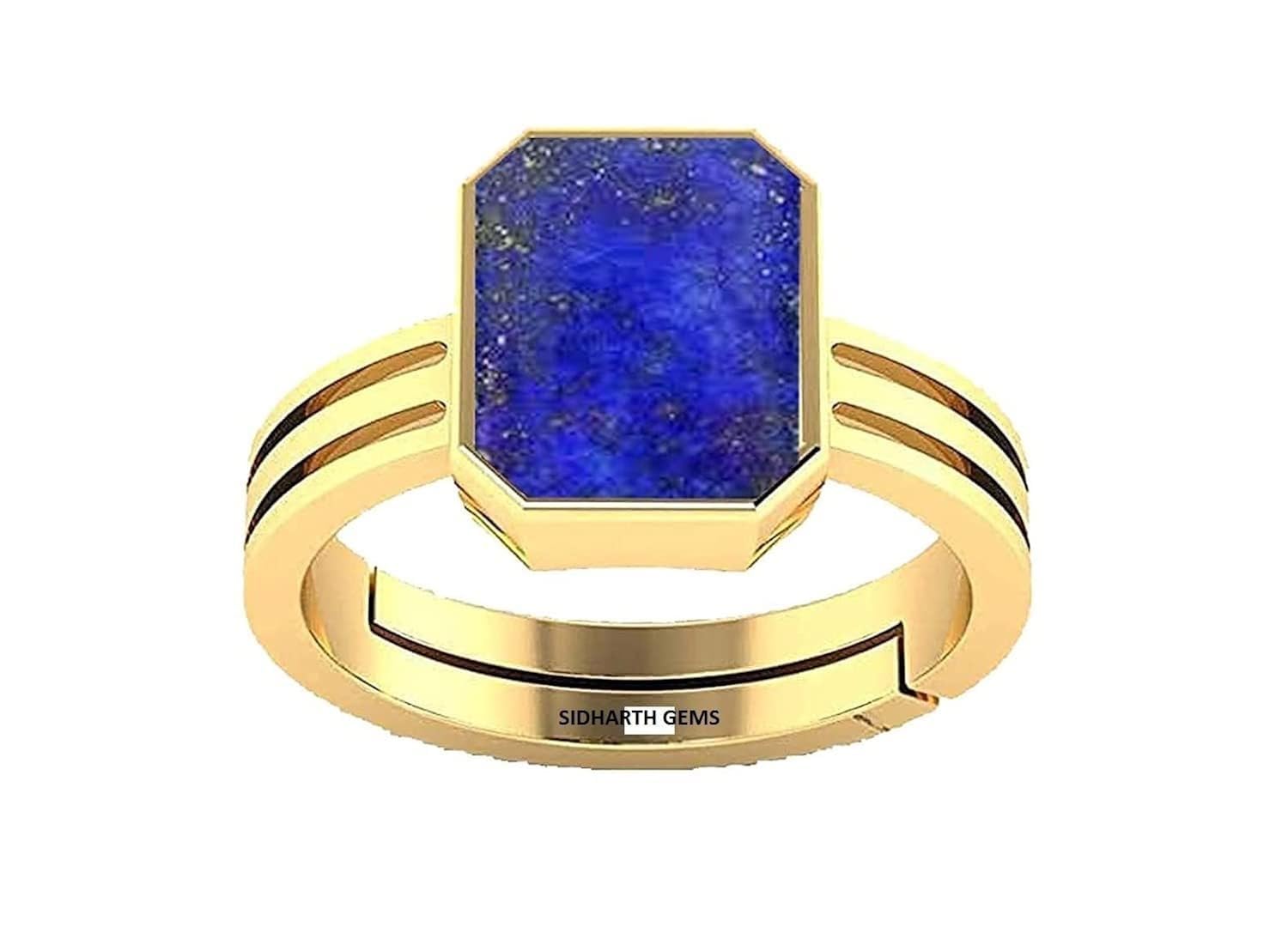 anuj sales 18.00 Ratti / 17.45 Carat Blue Lajward Stone Panchdhatu Adjustable Gold Plated Ring Natural AA++ Quality Original Lapis Lazuli Lajwart Rashi Ratna Pathar Gemstone for Men and Women-picture-26
