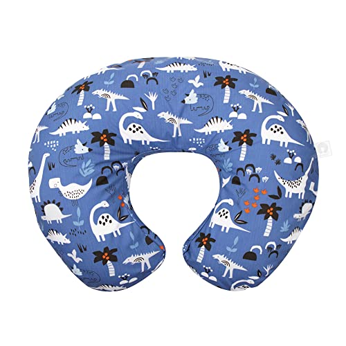 Image of Boppy Nursing Pillow Original Support, Blue Dinosaurs, Ergonomic Nursing Essentials for Bottle and Breastfeeding, Firm Fiber Fill, with Removable Nursing Pillow Cover, Machine Washable