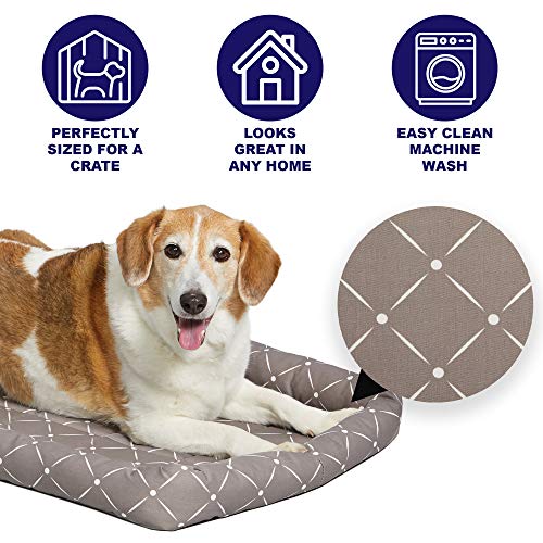 Midwest Homes For Pets 40236-Mrd Quiet Time Couture Ashton Bolster Pet Bed, Intermediate Dog/36, Mushroom, Mushroom & White Diamond Pattern, 36-Inch #TOP1