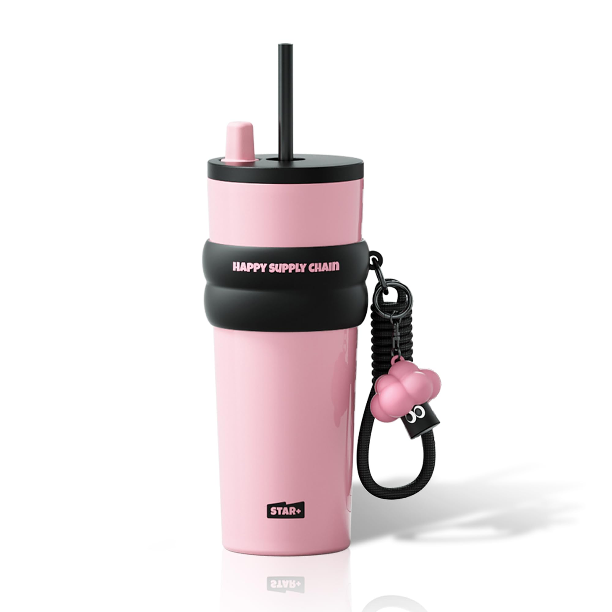 Sidagar 24 oz Insulated Tumbler witn Lid and Straw, Stainless Steel Reusable Leak Proof Water Bottle, Travel Portable Coffee Mug for Hot and Cold, Thermal Cup for Women, Pink