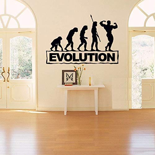 ARWY® Gym Wall Stickers Gym Wall Stickers Wall Decal Vinyl Sticker Muscle Bedroom Evolution Motivational Bodybuilding Gym W x H 22 x 15 Inches