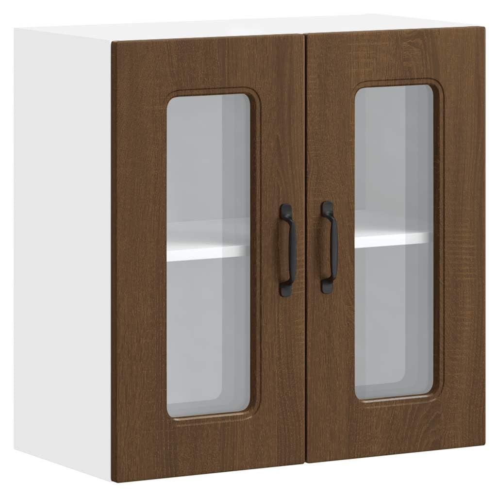 vidaXL Kitchen Wall Cabinet with Glass Door Kalmar Brown Oak Engineered Wood, kitchen wall unit, cabinet for kitchen wall, kitchen cabinet on wall — image 1