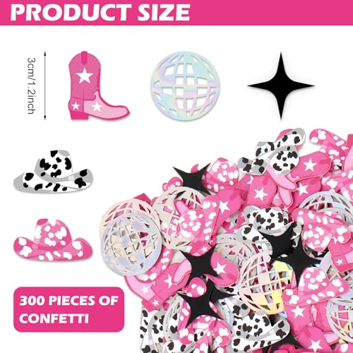 Image of Whaline 300 Pcs Western Cowgirl Disco Table Confetti Bachelorette Party Confetti Glitter Table Centerpieces for Birthday Bridal Shower