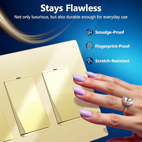 Image of LIDER Decorator Switch Cover, Screwless Wall Plate, Mid-Size 3-Gang 4.88 inch x 6.77 inch, LSWP-33M-GD2P, UL Listed, Thermoplastic, Matte Gold, 2-Pack