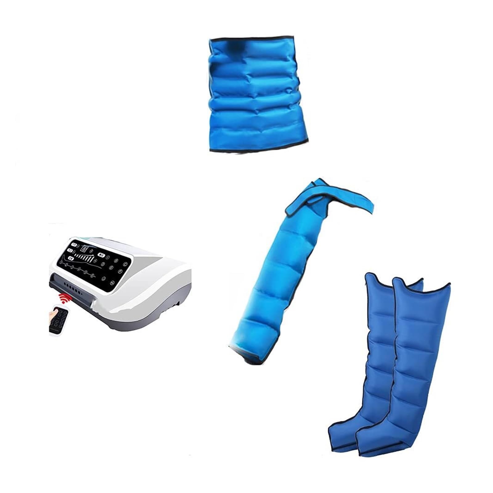 Massaggiatore a Compressione Aria per Gambe con Calore - Drenaggio Linfatico, 8 Livelli di Intensità e 6 Programmi per il Recupero Muscolare e il Rilassamento di Cosce, Polpacci e Piedi