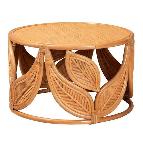 bali & pari Raflesia Natural Rattan Coffee Table, Light Honey
