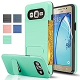 Galaxy On5 Case With HD Screen Protector,[Card Slots Holder][Not Wallet] Kickstand Hard Plastic PC TPU Soft Hybrid Shockproof Heavy Duty Protective Holster For Samsung Galaxy On5/G550 KC1 Mint