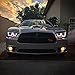SPEC-D TUNING Dual Halo LED Black Projector Headlights Compatible with 2011-2014 Dodge Charger, Left + Right Pair Headlamps Assembly