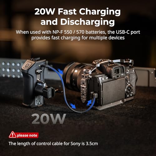 Image of SmallRig Rotating Side Handle with Trigger REC for Sony Selected Mirrorless Cameras, for Sony Alpha 7 IV /Alpha 7R V / A7 III / FX3 / Alpha 9, Compatible with F550 /570 Battery, Shutter Control