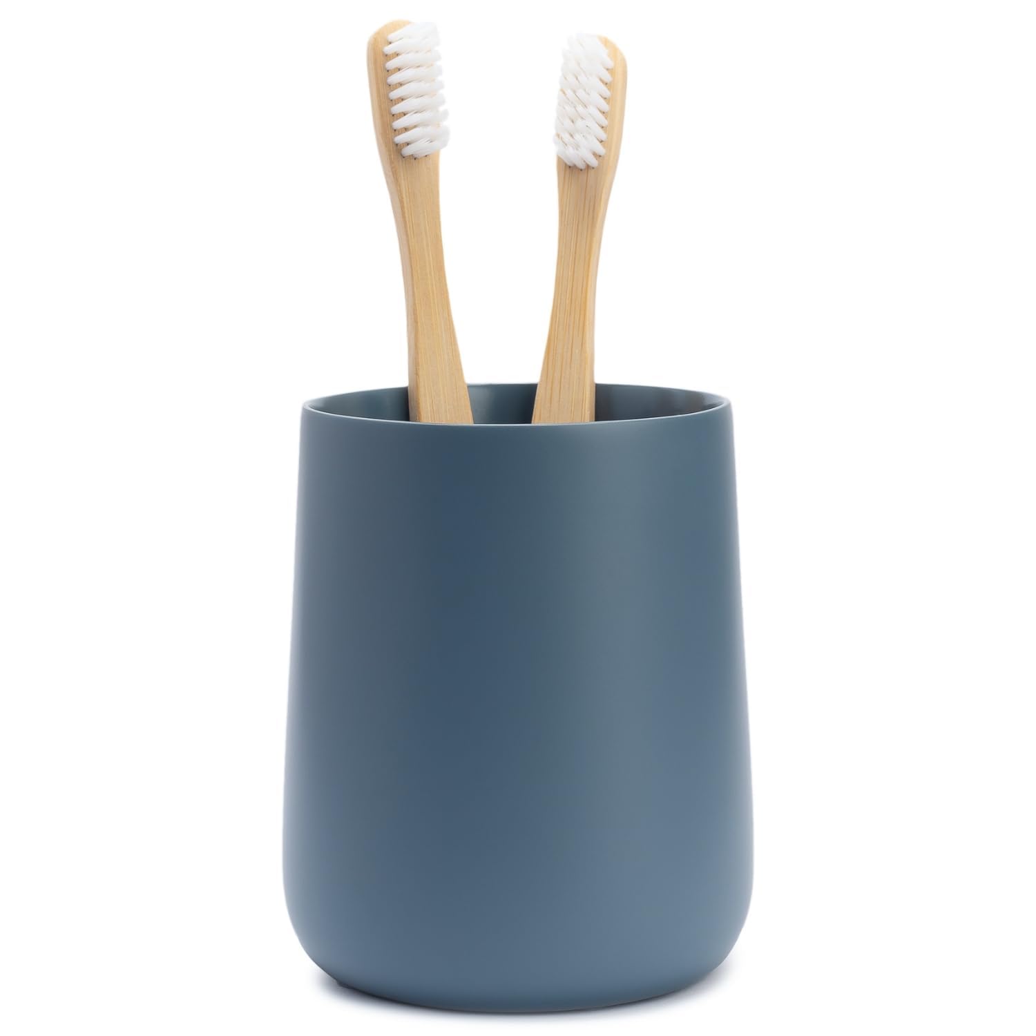 Yew Design Matte Blue Toothbrush and Toothpaste Holder and Cup for Bathroom Vanity and Countertop Round Organizer for Electric Toothbrushes Floss