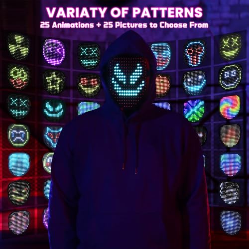 Led Mask Halloween Costume Mask with Gesture Sensing, Kids Toys Gifts | Face Transforming Light up Mask, 50 Patterns, Rechargeable, Cool Gifts for Halloween Christmas Birthday Cosplay Party - image 2