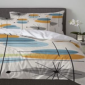 3 Pieces Bedding Duvet Cover Sets Twin, Retro Mid Century Modern Collections Bedding Duvets Quilt Covers Sets with 2…