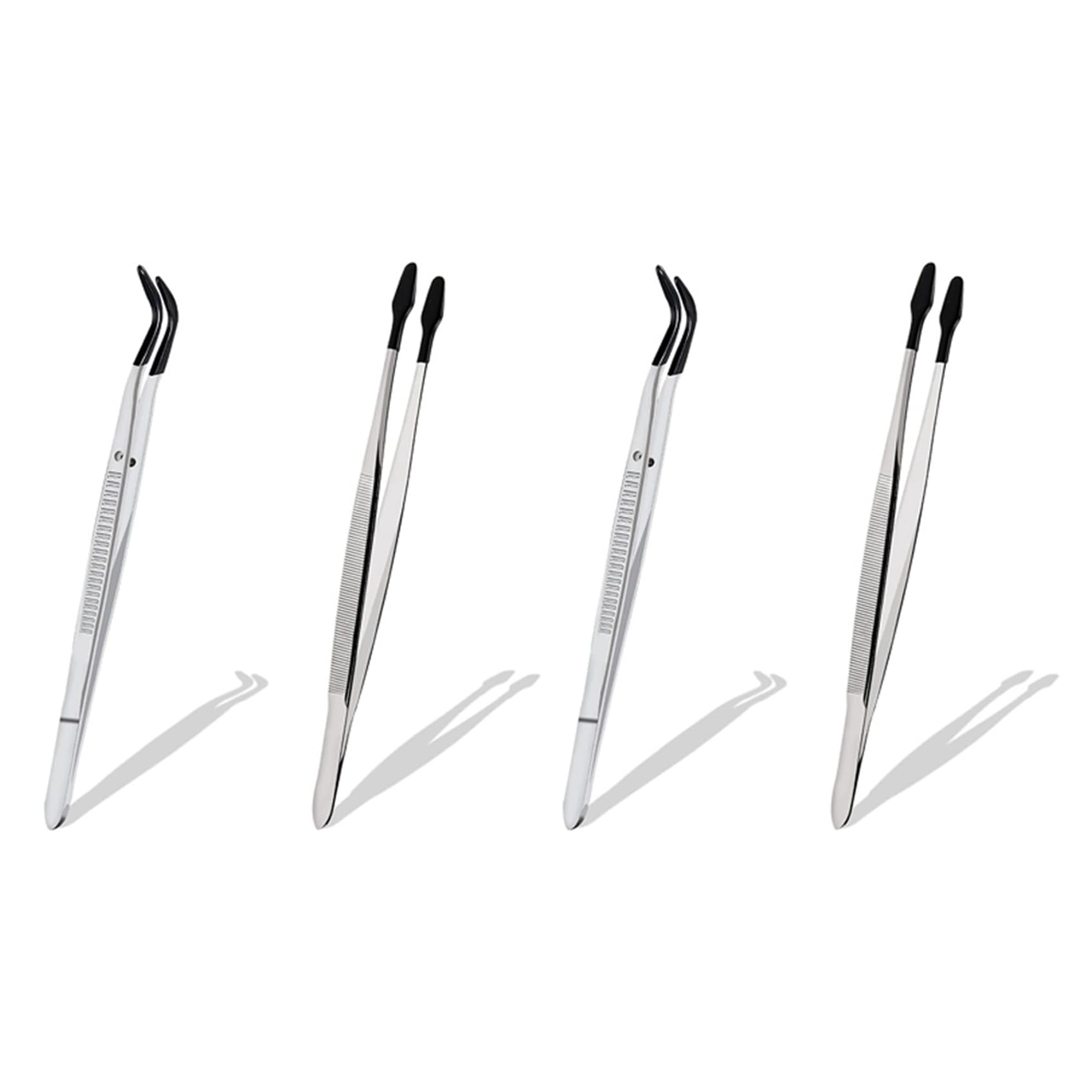 Jnchdghwa Black 4 Pcs Of Rubber Tip Tweezers Set For Craft Laboratory Industrial Hobby Tweezers Pliers Jewelry Stamp Plastic Box 15Cm