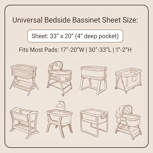 Image of Muslin Bassinet Sheets 2 Pack, Ultra Soft Breathable Fitted Sheets for Bedside Sleeper Bassinet, 33x20 Inch, Snug Fit Baby Bassinet Mattress Cover for Newborn Boys Girls (Bright Colors)