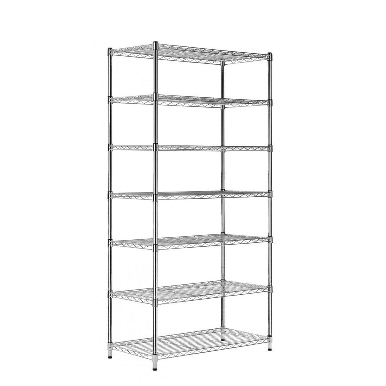 Completeshopfittings Heavy Duty Commercial D 14" X W 36" X H 72"- 7 Tier Narrow Chrome Wire Shelving Unit