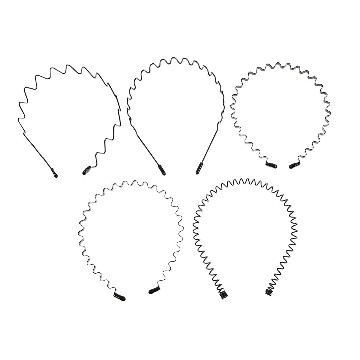 5Pcs Men Invisible Sports Hair Headbands Black Metal Fashion