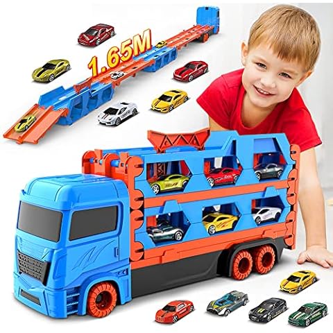 VATOS Transport Truck Toys Cars for Boys Ages 3 4 5 6, Portable Race Track Truck Toy Car with 6 Race Cars, Best Gift Carrier Truck Vehicles Toys Set for Kids Cover