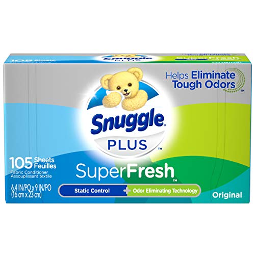 Snuggle Plus Super Fresh Fabric Softener Dryer Sheets with Static Control and Odor Eliminating Technology, 105 Count (Packaging May Vary)