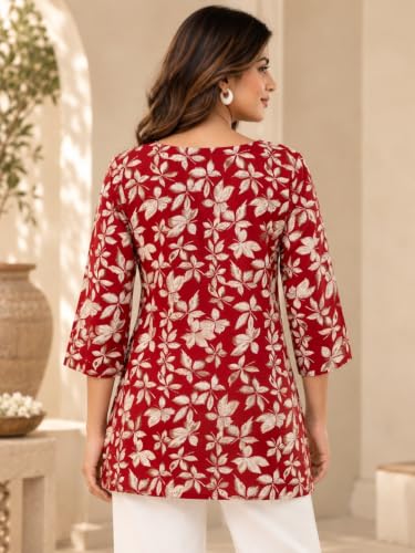 Image of feranoid Printed Top with Round Neck & 3 /4 Sleeves (S-XXL)