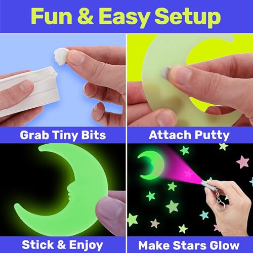 Estrellas y Luna Fluorescentes para Pared, Decoración Infantil miniatura 4