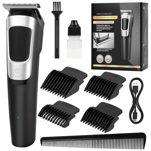 AYBUY Maquina Cortar Pelo, Tondeuse Recortadora de Barba Hombre, Afeitadora Cortadora Eléctrica, 4 Peines-guía, Batería de litio, 600 mAh, Autonomía hasta 70 min (B)