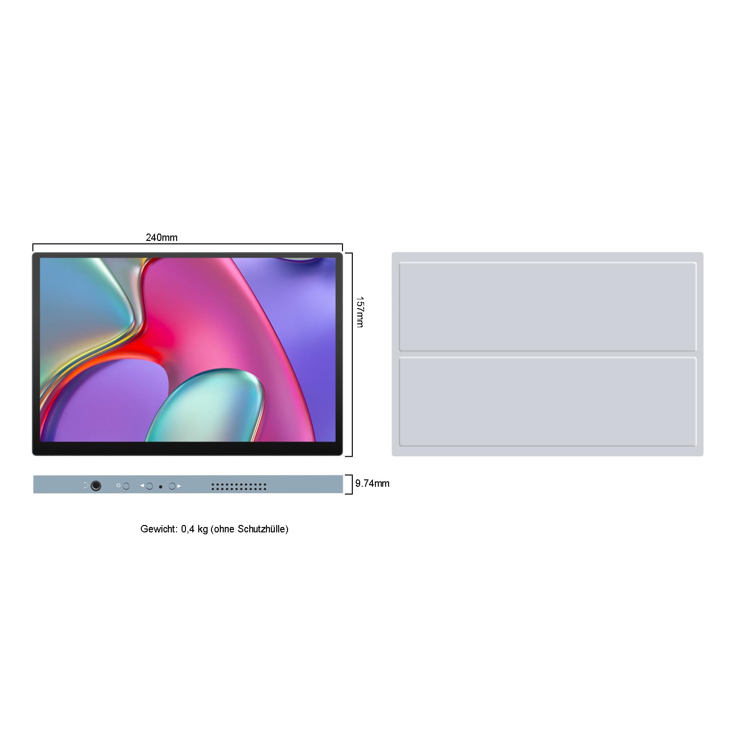 10,5 Zoll OLED Tragbarer Touch Monitor 2,5K, mobiler Zweitbildschirm mit USB-C & Mini-HDMI für Laptop, Switch, PS5, Xbox