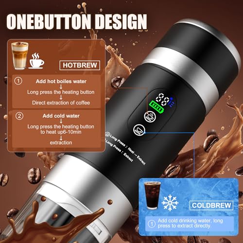Innopower 3-in-1 Tragbare Kaffeemaschine mit Herausnehmbarem Akku, 20 Bar Hochdruck Extraktion, Schnelle Selbstheizung, Espressomaschine mit Digitalanzeige, Kompatibel mit KaffeeKapseln 6