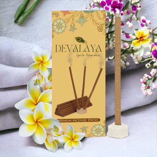 Devalaya Mystic Champa Dhoop Sticks (20 Sticks, Pack of 1), Bambooless Incense Sticks, Agarbatti for Pooja, 100% Charcoal-Free,4-inch Length, 25-Minute Burn Time with Ceramic Strand