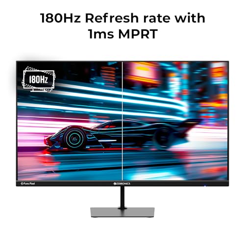 Image of ZEBRONICS N27A 27 inch Gaming Monitor, FHD 1920x1080, IPS-Antiglare Display, 300Nits, 180Hz, 1ms MPRT, HDR10, 99% sRGB, Adaptive Sync, 1 x DP | 1 x HDMI | 1 x 3.5mm