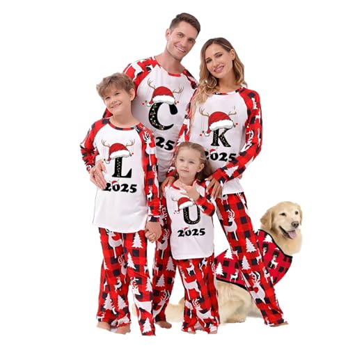 Matching Christmas Pyjamas, Family Christmas Pyjamas Set Mens Womens Letter Printed Xmas Matching Pyjama Kids Pjs Family Cartoon Cute Boys Girls Christmas Pj, Women Letter M M