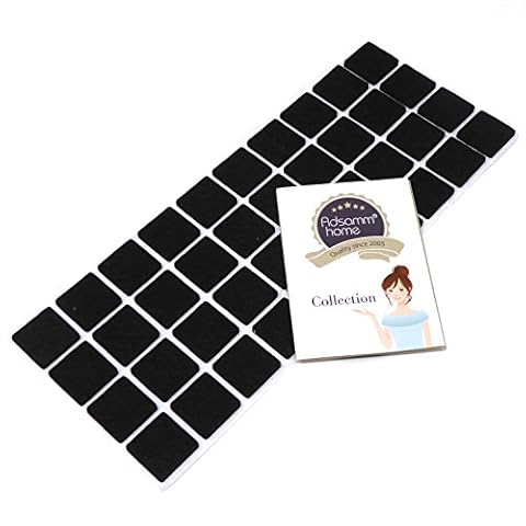 Adsamm® / 40 x self-adhesive felt pads / black / 25x25 mm / square / 0.138''/3.5 mm thick stick-on furniture felt glides / furniture protective pads Adsamm® Quality Cover