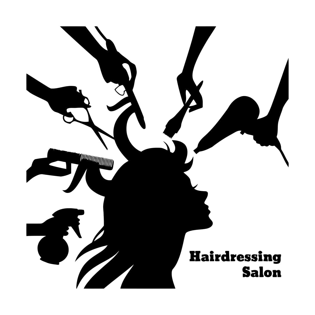 Barber Shop Vinyl Wall Decal Hairdressing Salon Beauty Hair Woman Barbershop Stickers Hair Salon Art Mural for Store Sign Small - 30x30cm