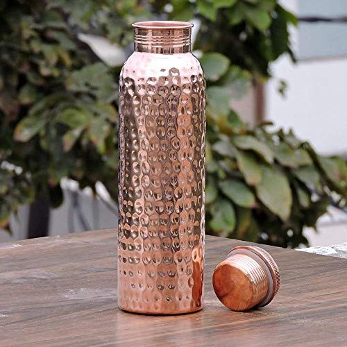 Ancient Impex Hammered Pure Copper Water Bottle Joint Free With Ayurvedic Benefited 100% Pure And Leak Proof Bottle 33.84 Us Fl Ounce Capacity thumb #2