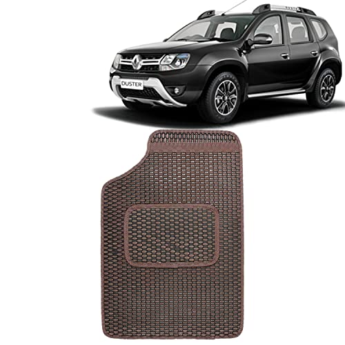Image of Kingsway Dotted Design Car Floor Foot Mats Universal Fit for Renault Duster, Model Year : 2014 Onwards, Water and Dustproof, Color Brown, Set of 5 Pieces