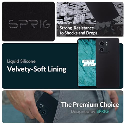 Image of SPRIG Compatible with Moto Edge 40 Premium SilkTone (Liquid Silicone) Back Cover Drop Tested Shock Proof Mobile Case for Men, Women, Boys and Girls with Camera Protection (Black)