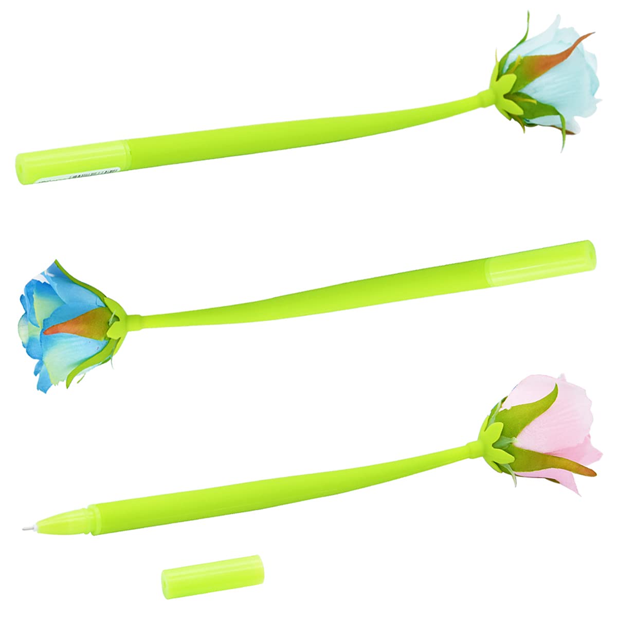 SIPLIV 12Pcs Creative Artificial Flowers Gel Ink Pen Ballpoint Pen Liquid Black 0.5mm Gel Ink Rollerball Pen for Girls Women Office School Supplies - Image 4