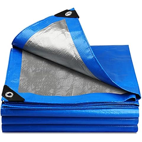Onarway Tarpaulin 3m x 6m Thicken Tarpaulin Waterproof Heavy Duty 110GSM with Reinforced Grommets, Tarp Sheet Cover for Multipurpose Outdoor Use, Blue Cover