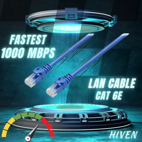 Image of HIVEN Cat6 Ethernet Cable 50 Meter(blue) | High-Speed 10Gbps LAN Cable with RJ45 Connector | 550MHz UTP Network Patch Cord for Computers, Modem, Router, Gaming, and Gigabit Devices