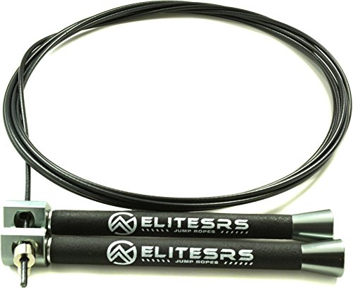EliteSRS ELITE Surge 2.0 - Premium Double Under Cable Speed Jump Rope - Dual Ball Bearing 4oz Aluminium Handles - Cross Training Gym Rope (Gun Metal/Black Cable)